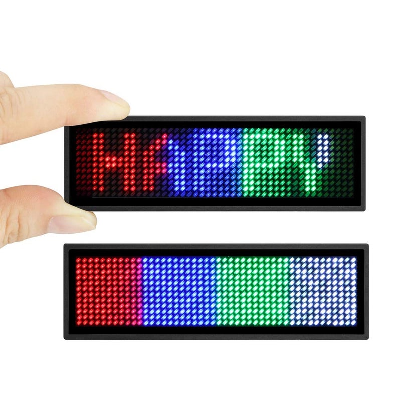 OUHL LED Name Tag 2 Pack, OUHL LED Name Badge Upgraded Cellphone Programmable Price Tag for Restaurant Shop Exhibition (Multicolored) - Image 1